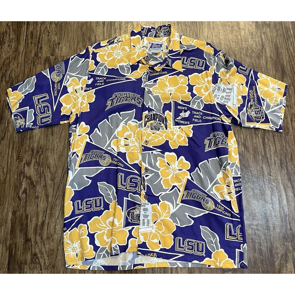 Vintage Reyn Spooner LSU Tigers Hawaiian Shirt National Champs Rayon Men's M